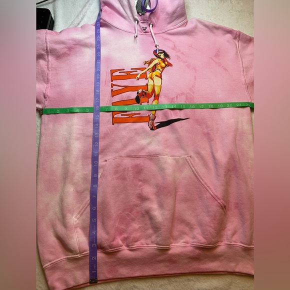 Cowboy Bebop Men’s Sz M Pullover Hoodie Faye Valentine Pink Tye Die Hot Topic - Picture 5 of 5